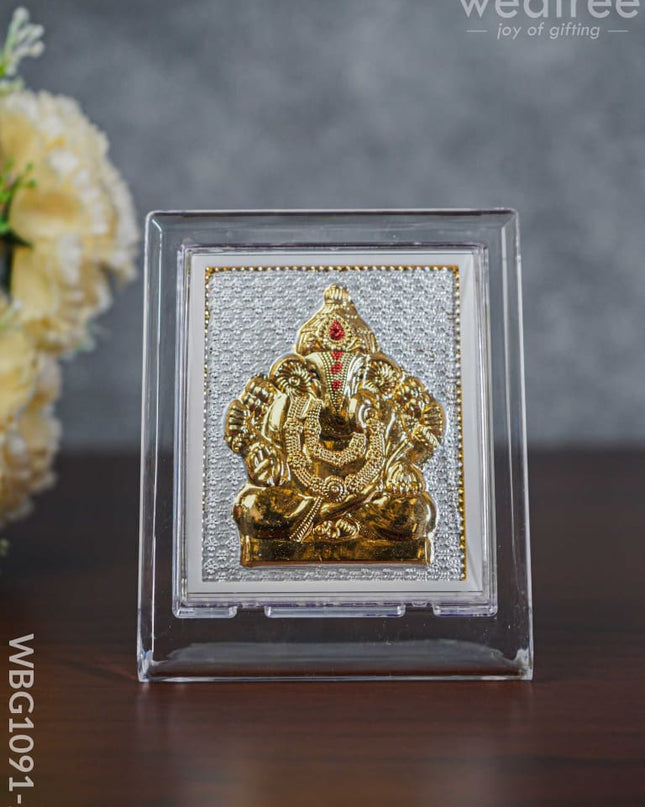 German Silver Plated Ganesha Photoframe (4.5 Inch) With Stand - Wbg1091-2 Photo Frame