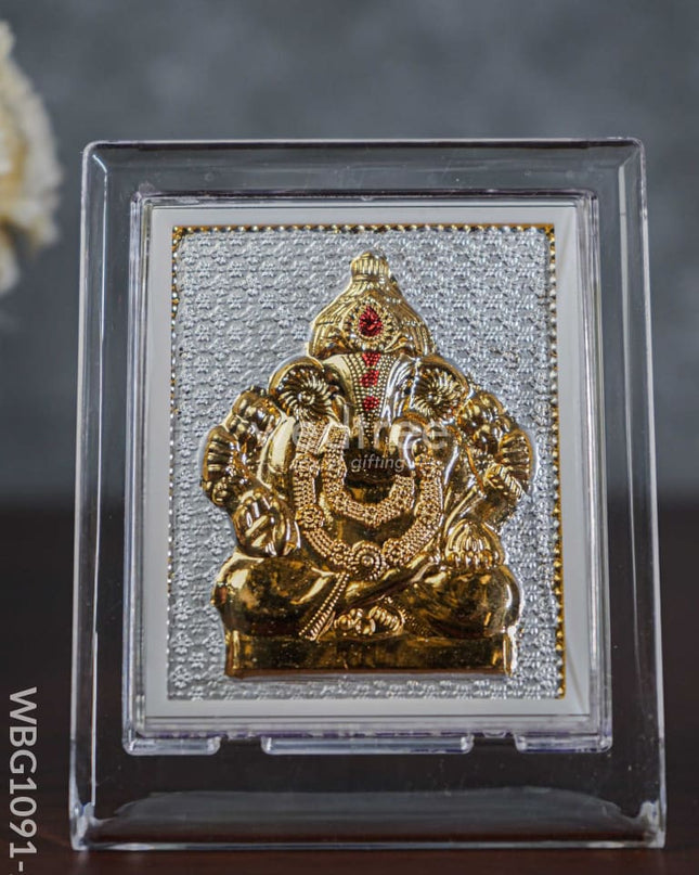 German Silver Plated Ganesha Photoframe (4.5 Inch) With Stand - Wbg1091-2 Photo Frame