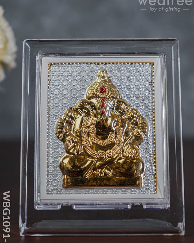 German Silver Plated Ganesha Photoframe (4.5 Inch) With Stand - Wbg1091-2 Photo Frame
