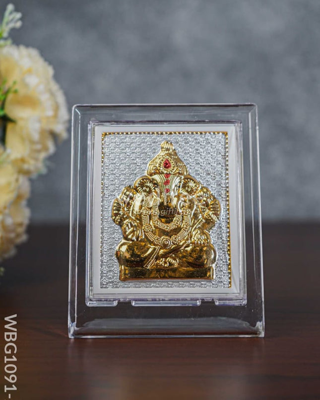 German Silver Plated Ganesha Photoframe (4.5 Inch) With Stand - Wbg1091-2 Photo Frame