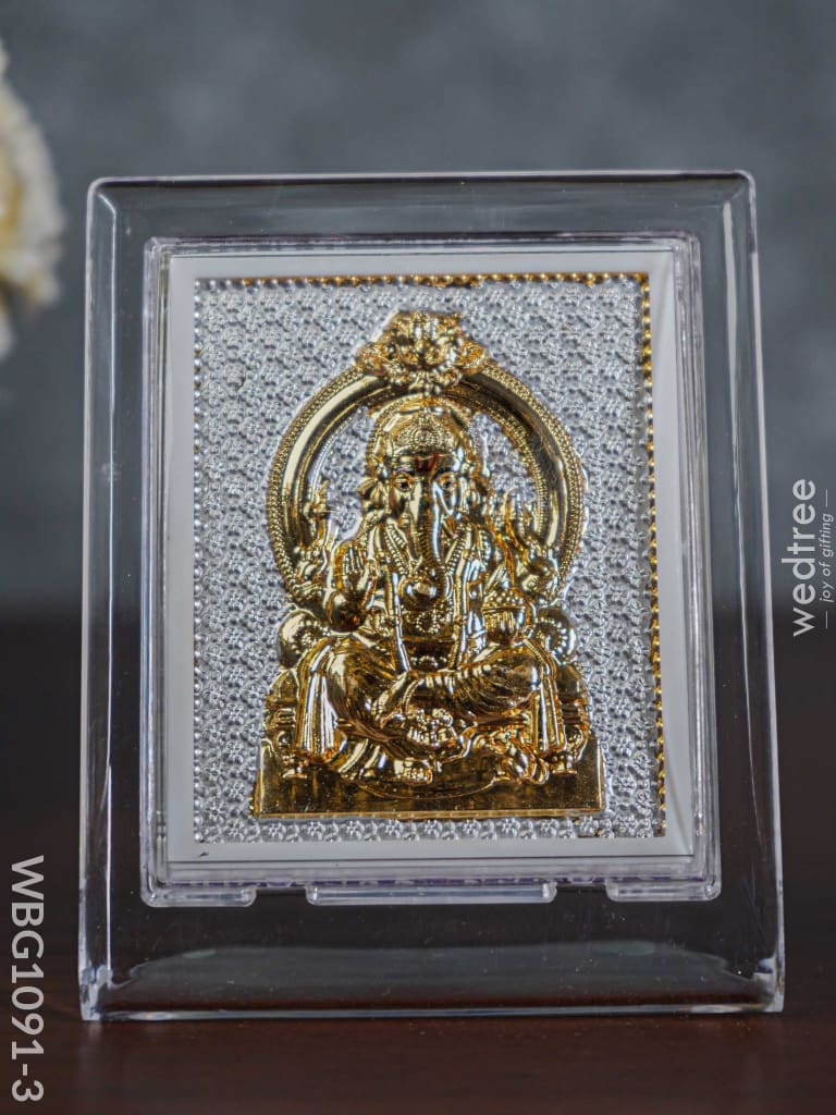 German Silver Plated Ganesha Photoframe (4.5 Inch) With Stand - Wbg1091-3 Photo Frame