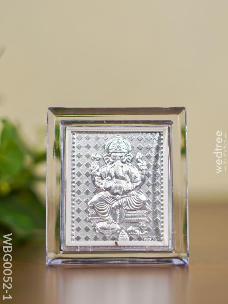 German Silver Plated Photoframe With Stand - Small Ganesh Wbg0052-1 Photo Frame