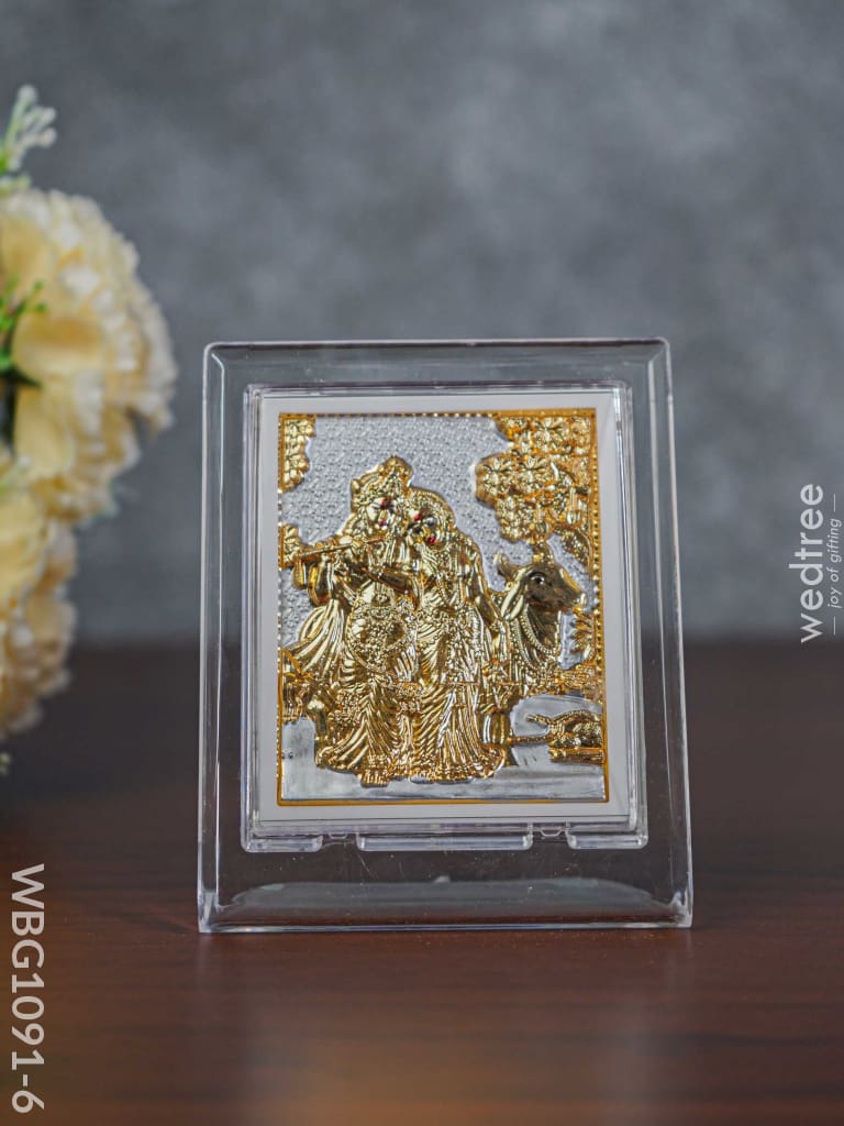 German Silver Plated Radha Krishna Photoframe (4.5 Inch) With Stand - Wbg1091-6 Photo Frame
