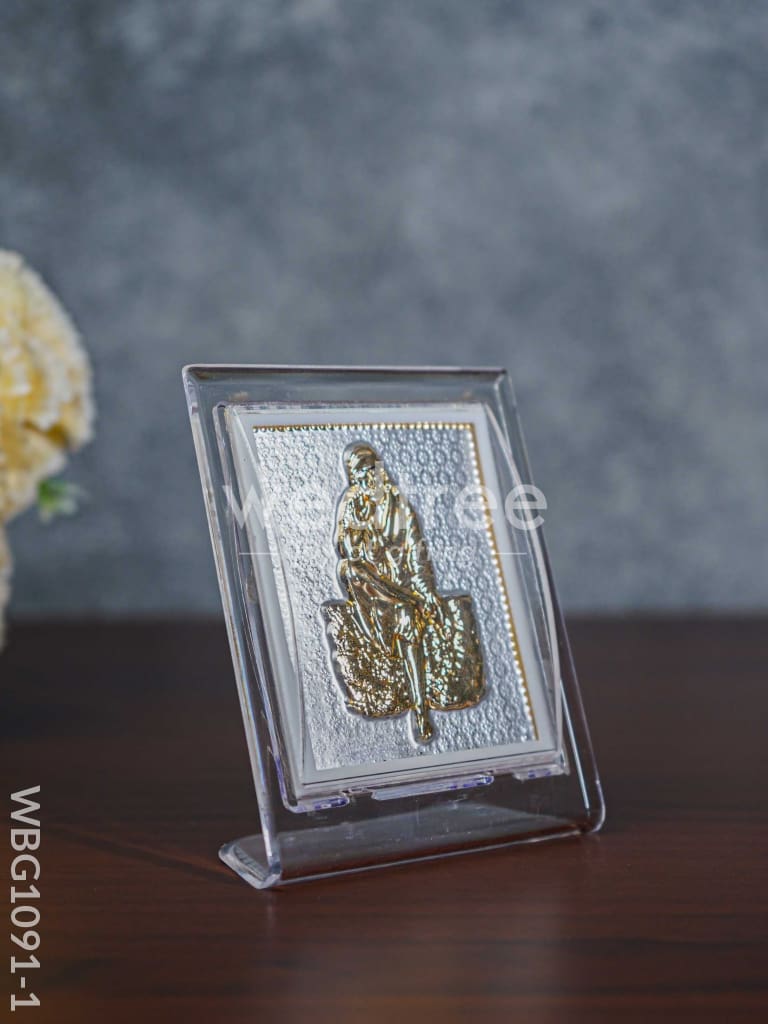 German Silver Plated Sai Baba Photoframe (4.5 Inch) With Stand - Wbg1091-1 Photo Frame