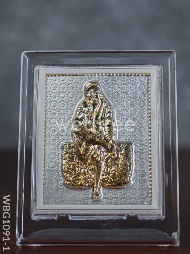 German Silver Plated Sai Baba Photoframe (4.5 Inch) With Stand - Wbg1091-1 Photo Frame