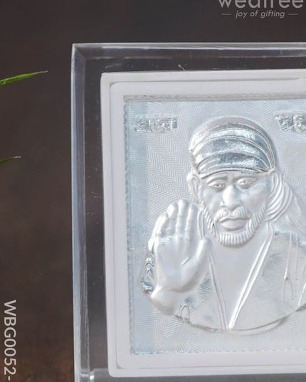 German Silver Plated Sai Baba Photoframe With Stand - Wbg0052-9 Photo Frame
