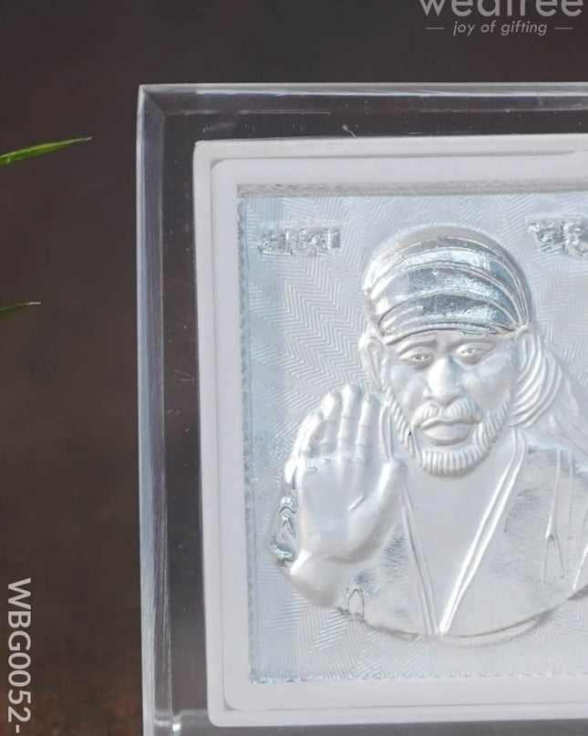 German Silver Plated Sai Baba Photoframe With Stand - Wbg0052-9 Photo Frame