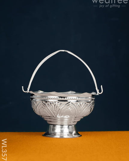 German Silver Pooja Basket - WL3571 - German Silver Pooja Utility