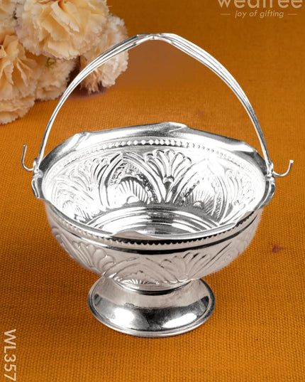German Silver Pooja Basket - WL3571 - German Silver Pooja Utility