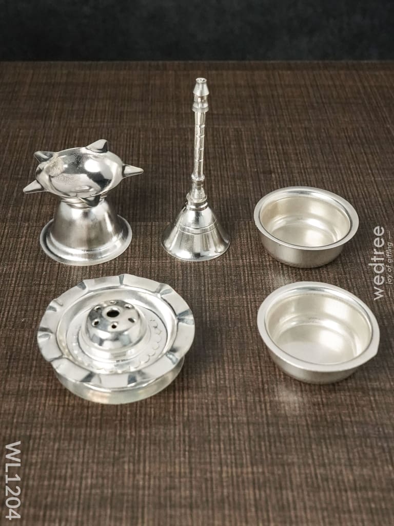 German Silver Pooja Thali Set - Wl1204 Utility