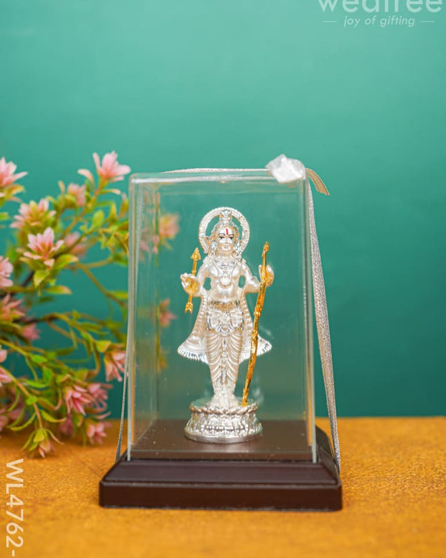 German Silver Ram Lala In Acrylic Cabinet - Wl4762 Figurines