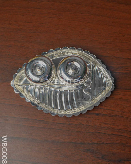 German Silver Shanku Plate Double Kumkum Holder - Wbg0083 Holders