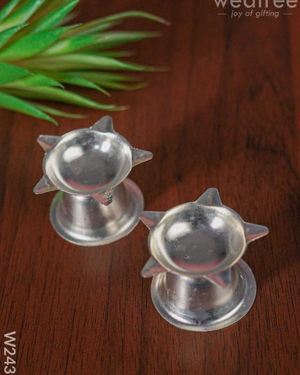 German Silver Star Diya Small ( Set Of 2 ) - W2433 Diyas