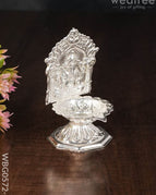 German Silver Flower Base Diya Ganesha- WBG0572-2