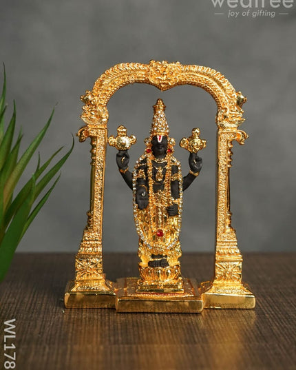 German Silver Tirupathi Balaji Idol - Gold Finish Wl1787 Figurines