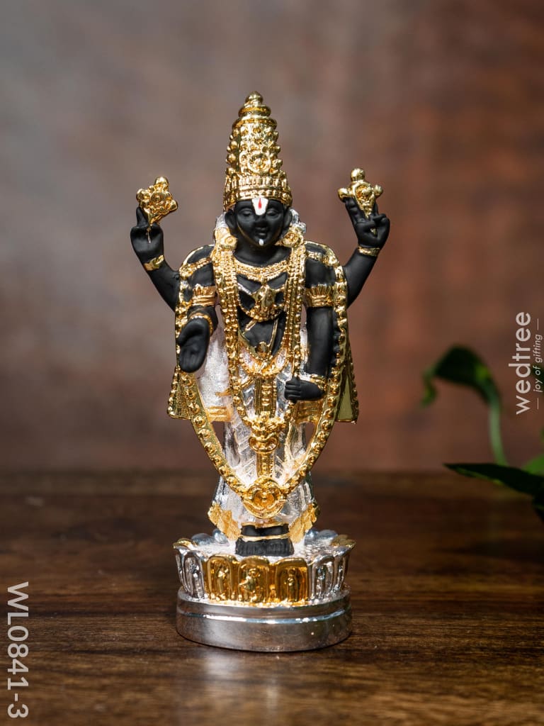 German Silver Tirupathi Balaji Idol Small - Wl0841 And Golden Finish Figurines