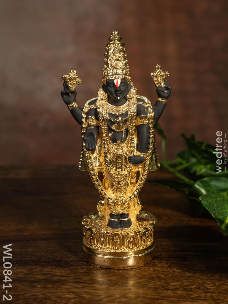 German Silver Tirupathi Balaji Idol Small - Wl0841 Golden Finish Figurines