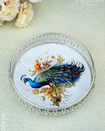German Silver Tray - 8 inch - WL4820 - German Silver Pooja Utility