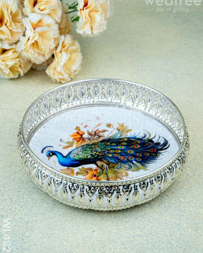 German Silver Tray - 8 inch - WL4820 - German Silver Pooja Utility