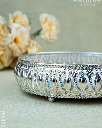 German Silver Tray - 8 inch - WL4820 - German Silver Pooja Utility