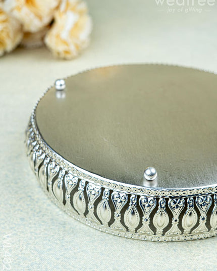 German Silver Tray - 8 inch - WL4820 - German Silver Pooja Utility