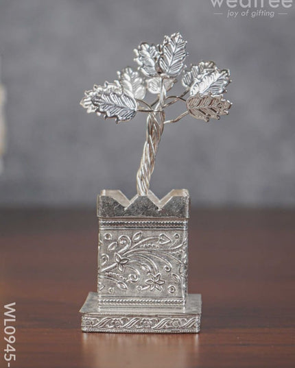 German Silver Tulasi Maadam - Wl0945-1 5 Inch Pooja Utility