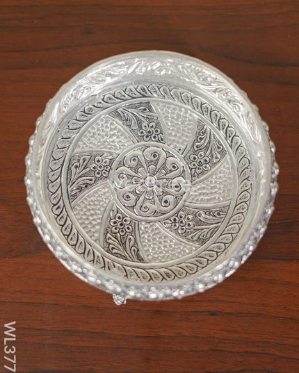 German Silver Urli With Elephant Stand (Black Antique) - 6 Inch Wl3771 Silver