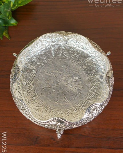 German Silver Urli With Peacock Stand - Antique Finish 8 Inch Wl2251