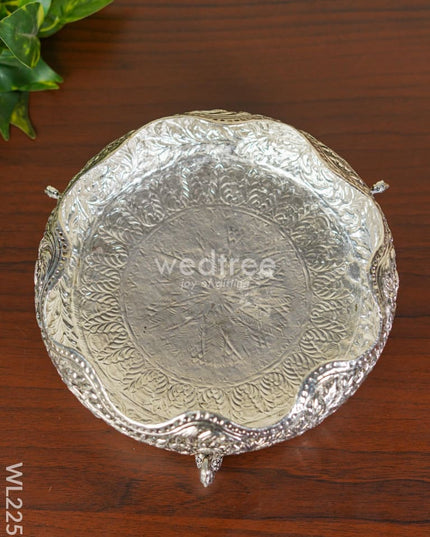 German Silver Urli With Peacock Stand - Antique Finish 8 Inch Wl2251