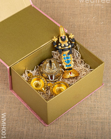 Gift Hamper - Balaji Idol with Balaji Paduka and Zinc Alloy Diya - WMH0016 - Hampers