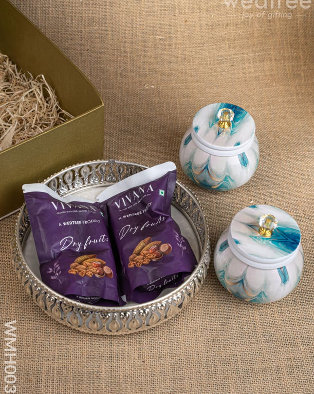 Gift Hamper - Bowl with Dry Fruit Jar and Dry Fruits - WMH0030 - Hampers