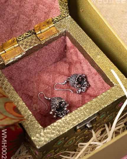 Gift Hamper - Jewel Box and Bangle Holder with Oxidized Earring and Kundan Bangles - WMH0020 - Hampers