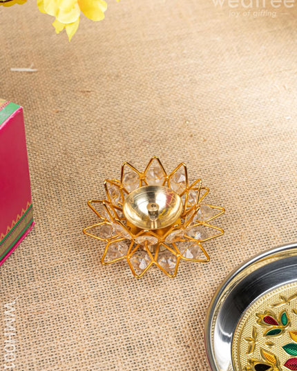 Gift Hamper - Meenakari Plate with Crystal Diya and Cashews - WMH0018 - Hampers