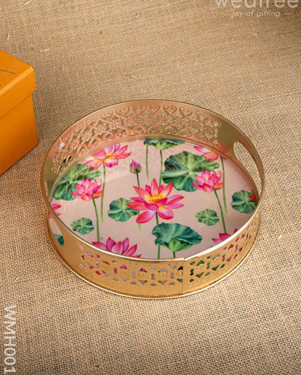 Gift Hamper - Metal Tray with Candle Holder and Crystal Diya - WMH0012 - Hampers