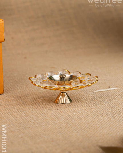 Gift Hamper - Metal Tray with Candle Holder and Crystal Diya - WMH0012 - Hampers