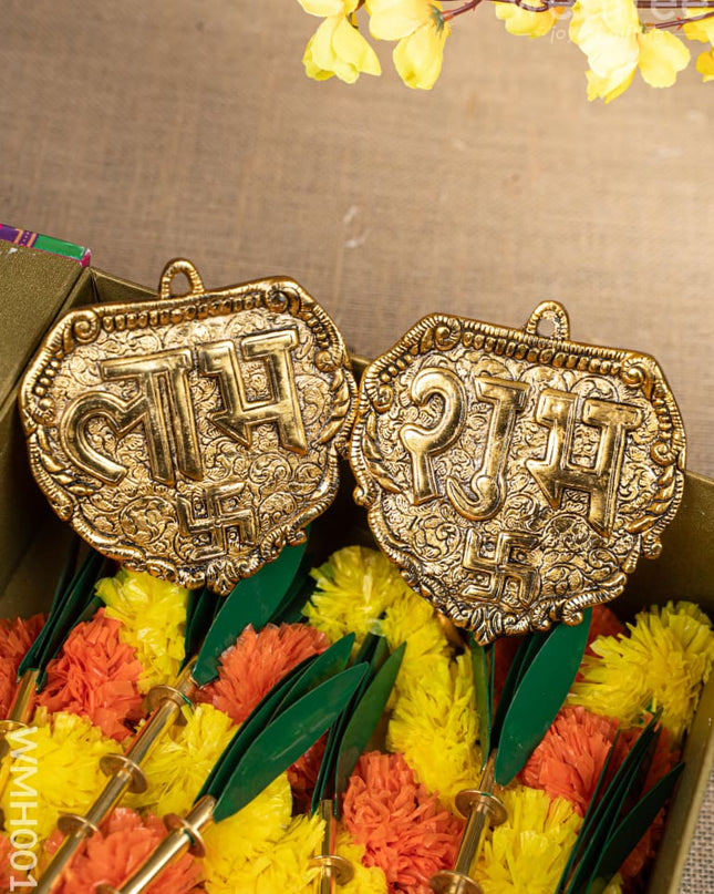 Gift Hamper - Shubh Laabh Plate with Sugarcane Tree and Flower Thoran - WMH0019 - Hampers