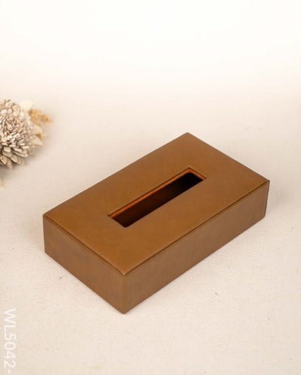 Gift Set - Leather Tray with Diary Coaster Set & Tissue Box - Tan - WL5042-2