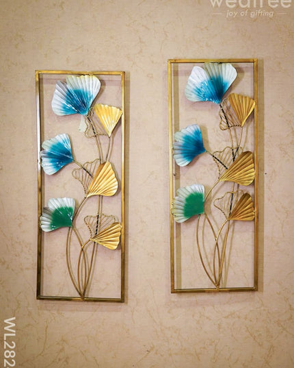 Gingko Leaf Wall Panel (Set Of 2) - Wl2824 Metal Decor Hanging