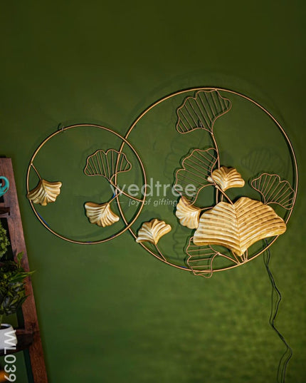 Ginkgo Leaf In Ring - Wl0399 Metal Decor Hanging