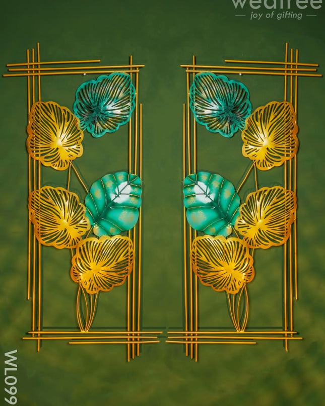 Ginkgo Leaf Wall Panel (Set Of 2) - Wl0997 Metal Decor Hanging