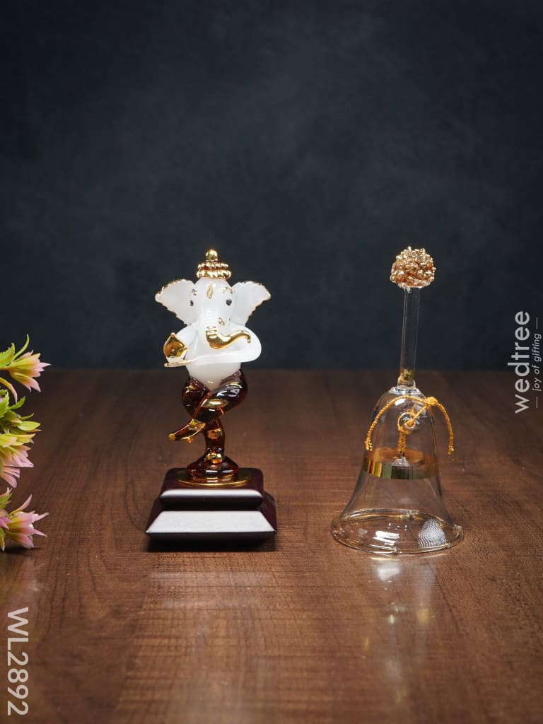 Glass Dancing Ganesha With Bell - Wl2892 Decor