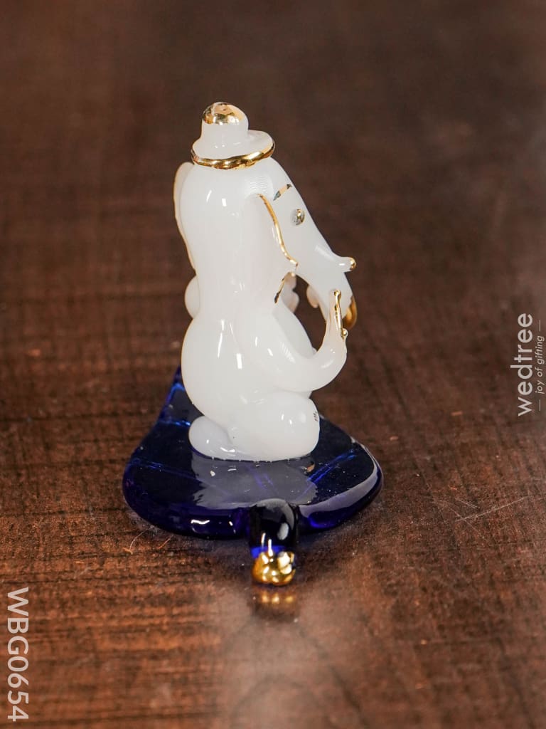 Glass Ganesh Idol On Leaf - Wbg0654 Home Decors