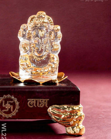 Glass Ganesh-Lakshmi Idol - WL2205 - Crystal gifts