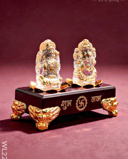 Glass Ganesh-Lakshmi Idol - WL2205 - Crystal gifts