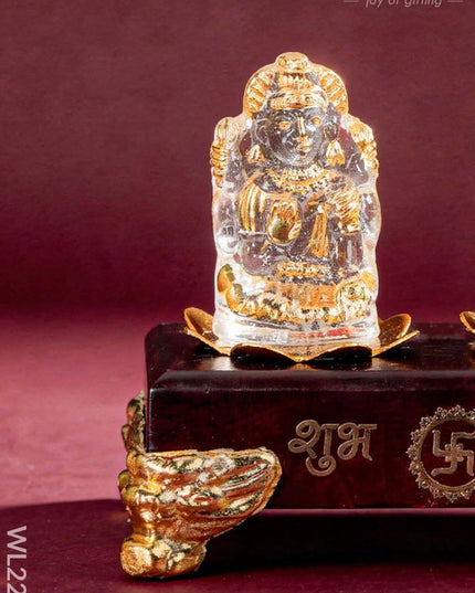 Glass Ganesh-Lakshmi Idol - WL2205 - Crystal gifts