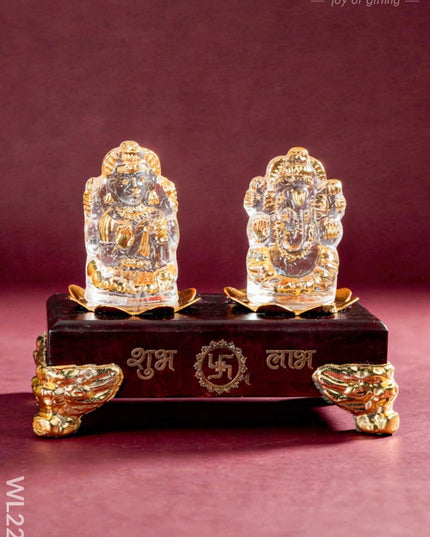 Glass Ganesh-Lakshmi Idol - WL2205 - Crystal gifts