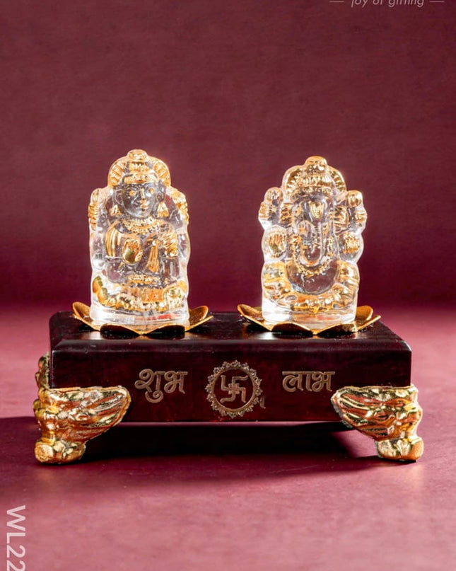 Glass Ganesh-Lakshmi Idol - WL2205 - Crystal gifts
