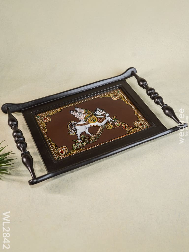 Glass Painting Wooden Tray - 12 X 8 Wl2842 Trays