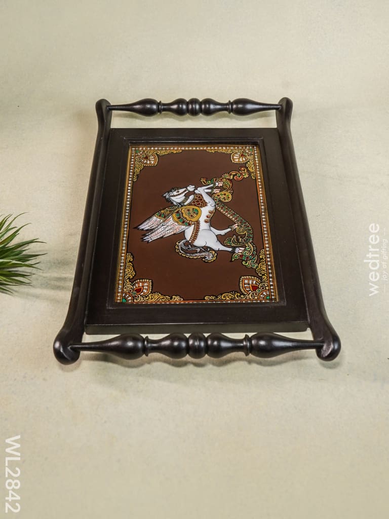 Glass Painting Wooden Tray - 12 X 8 Wl2842 Trays