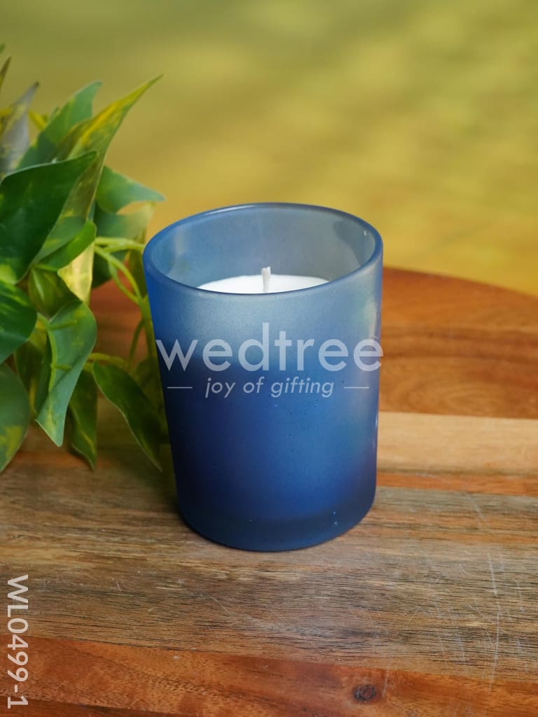 Glossy Glass With Scented Soy Wax Candle - Wl0499 Blue Candles And Votives